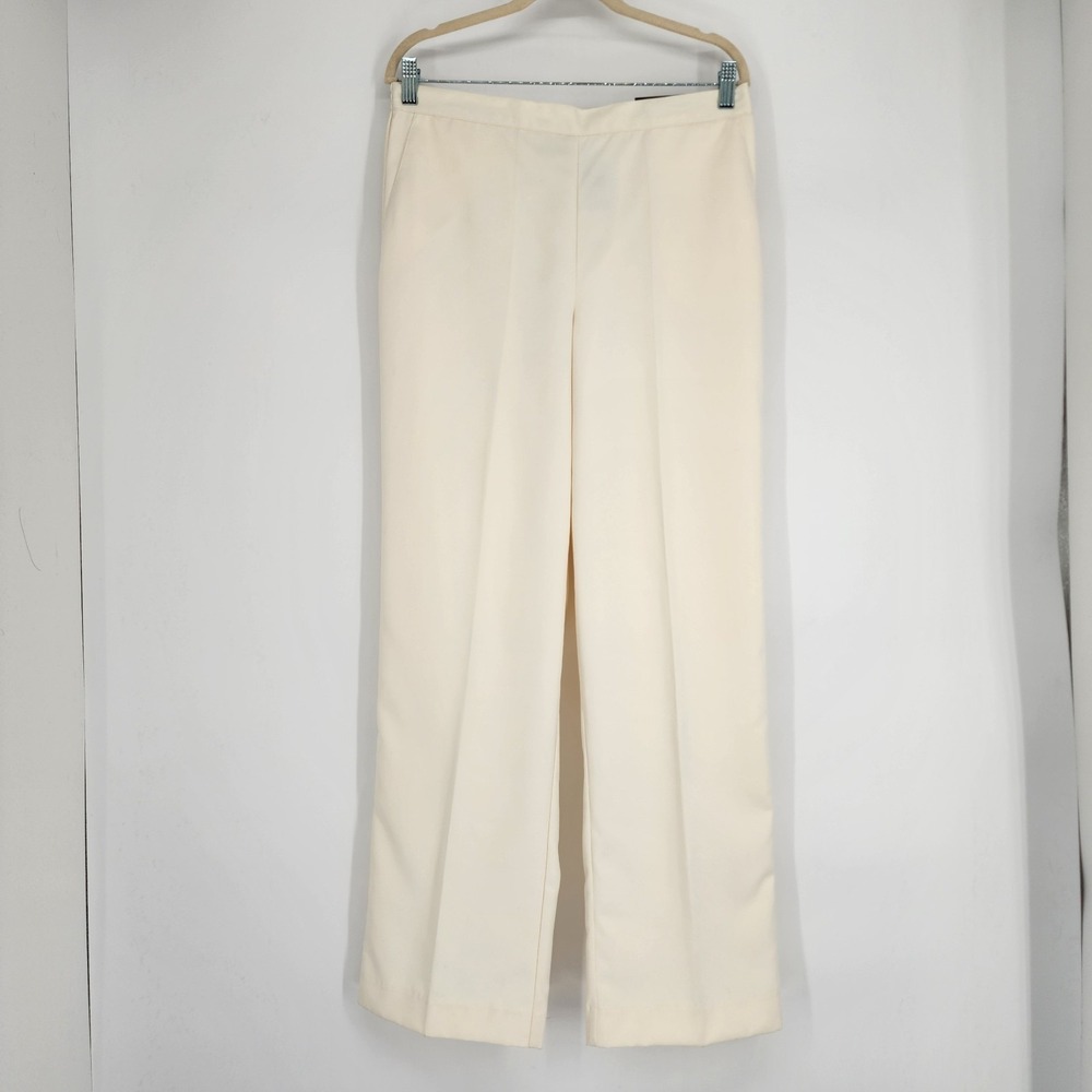 Alfred Dunner Cream Wide-Leg Dress Pants